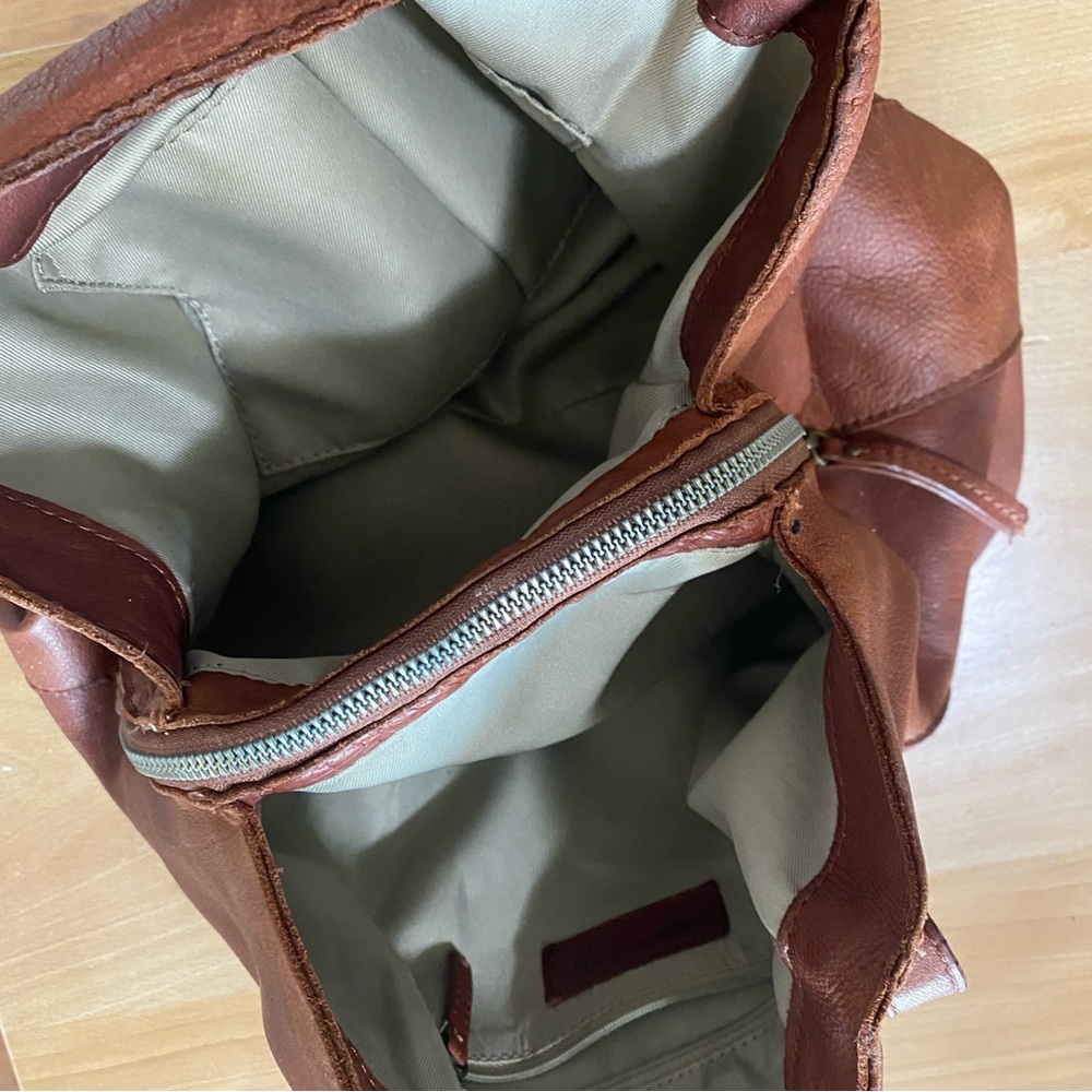 American Leather Co. Cognac Brown Leather Hobo Bag Minimalist Shoulder Purse - Picture 9 of 16